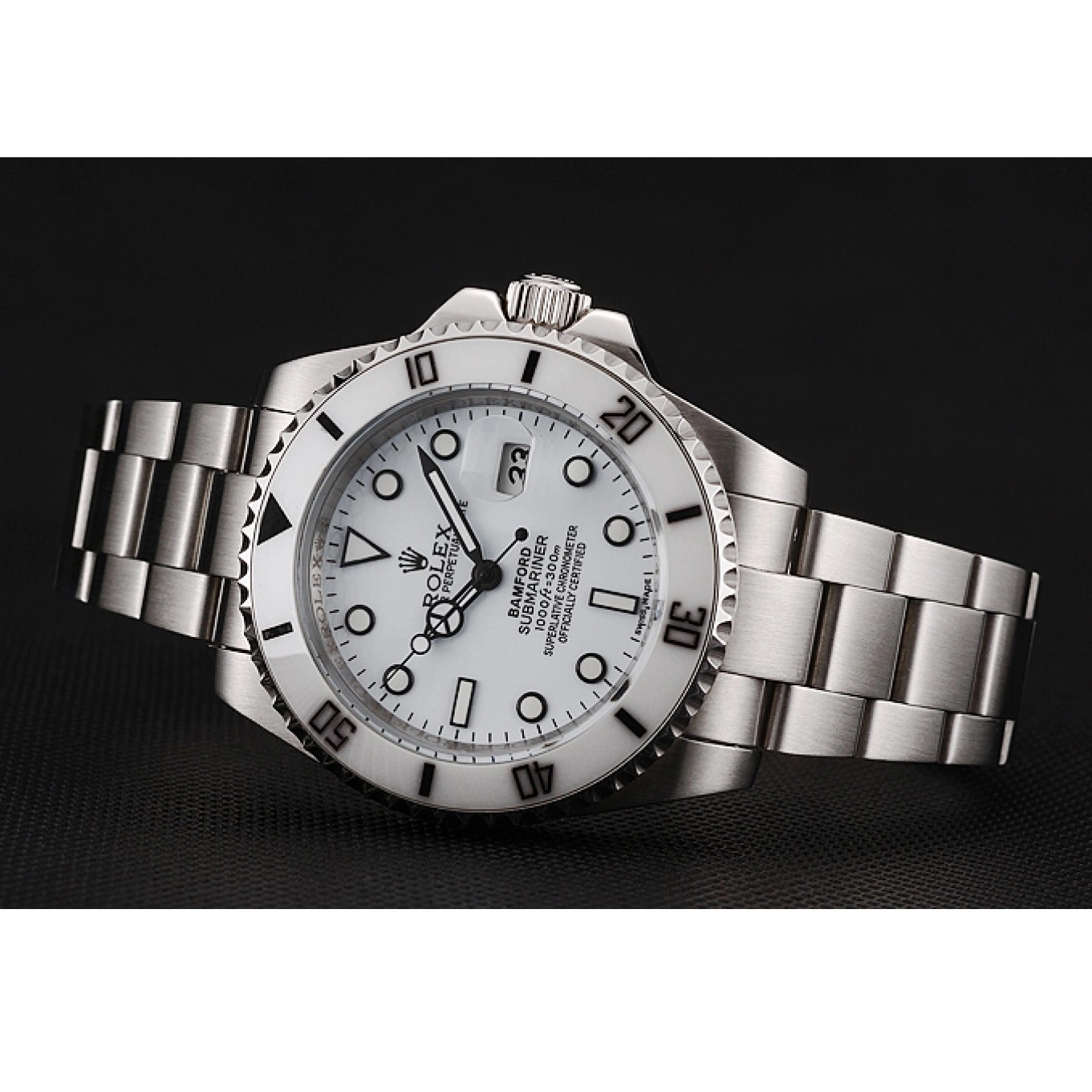Aaa fake watches Bamford 1453863 Submariner Bracelet Steel Stainless Rolex White Dial 0712